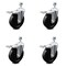 Service Caster 5 Inch Soft Rubber Wheel Swivel 12mm Stem Caster Set with Total Lock Brake SCC-TSTTL20S514-SRS-M1215-4 - alternate 1